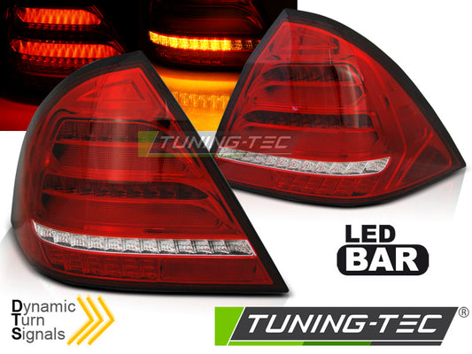 Tuning-Tec Voll LED Lightbar Rückleuchten für Mercedes Benz C-Klasse W203 00-04 rot/klar mit dynamischem Blinker
