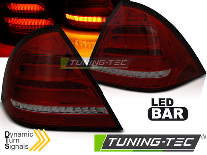 Tuning-Tec Voll LED Lightbar Rückleuchten für Mercedes Benz C-Klasse W203 00-04 rot/rauch mit dynamischem Blinker