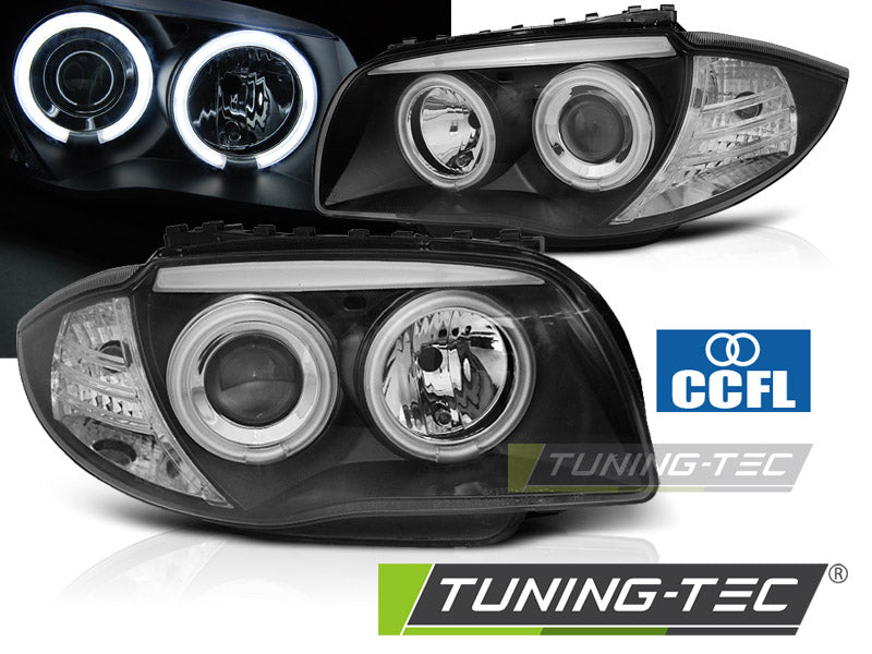 Tuning-Tec CCFL Angel Eyes Scheinwerfer für BMW 1er E81, E82, E87, E88 04-11 schwarz