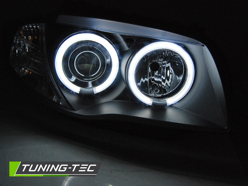 Tuning-Tec CCFL Angel Eyes Scheinwerfer für BMW 1er E81, E82, E87, E88 04-11 schwarz