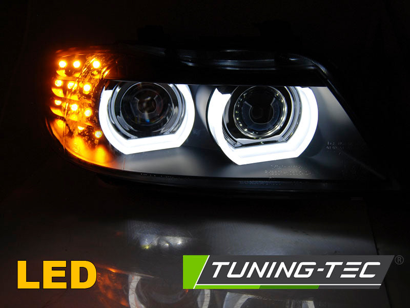 Tuning-Tec Xenon LED Angel Eyes Scheinwerfer für BMW 3er E90/E91 LCI 09-11 schwarz mit LED Blinker