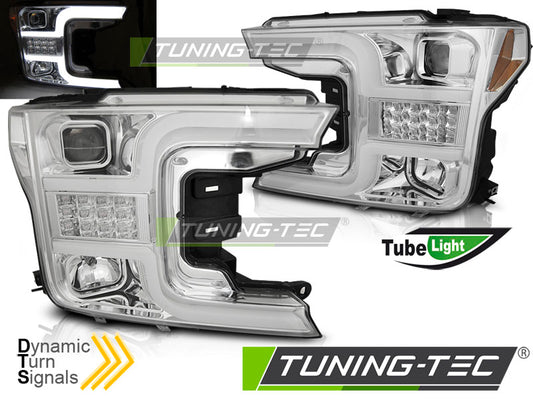 Tuning-Tec LED Tagfahrlicht Scheinwerfer für Ford F150 MK13 17-20 chrom mit LED Blinker