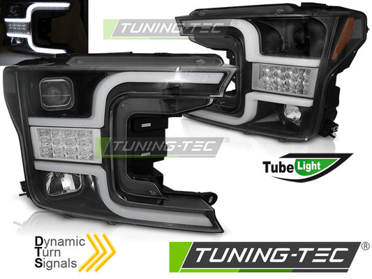 Tuning-Tec LED Tagfahrlicht Scheinwerfer für Ford F150 MK13 17-20 schwarz mit LED Blinker