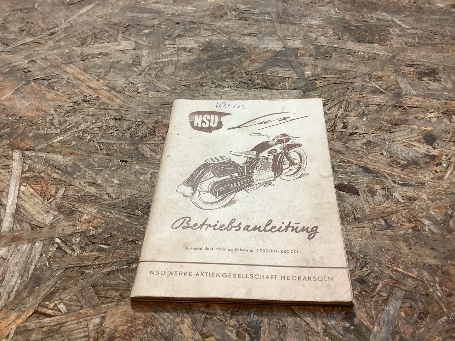 NSU Betriebsanleitung Ausgabe Juni 1952