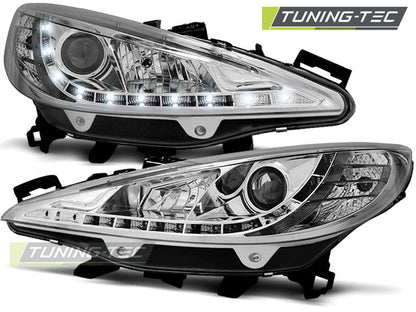 Tuning-Tec LED Tagfahrlicht Scheinwerfer für Peugeot 207 06-12 chrom