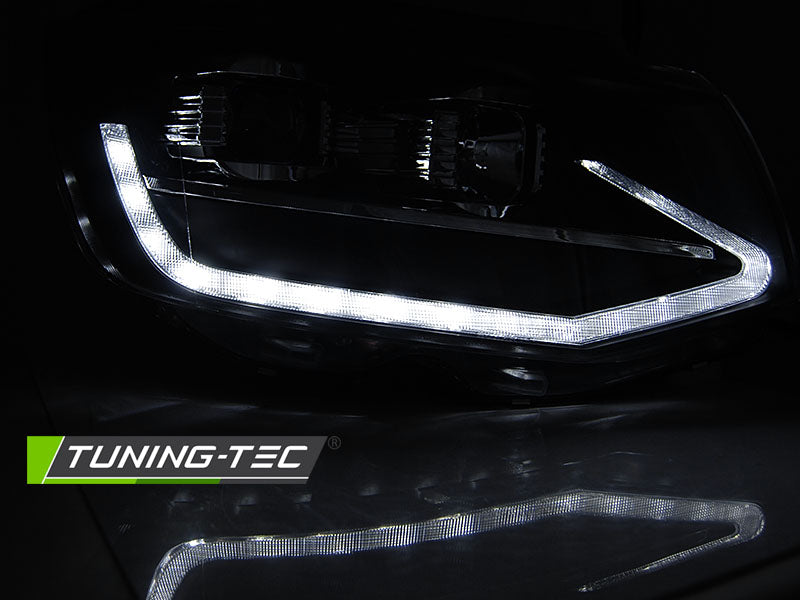 Tuning-Tec LED Tagfahrlicht Scheinwerfer für VW T6 15-19 schwarz mit dynamischem LED Blinker