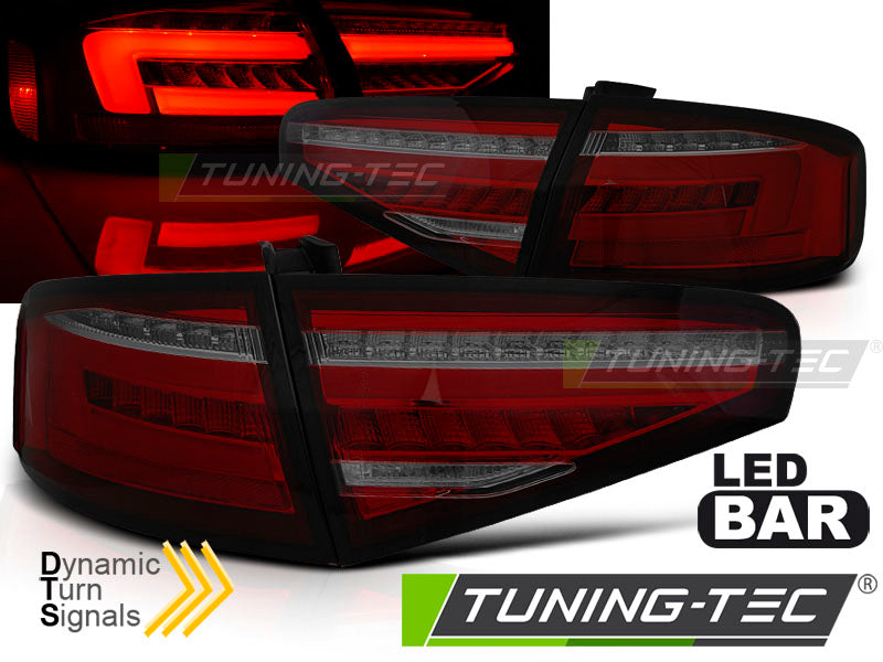 Tuning-Tec Voll LED Lightbar Rückleuchten für Audi A4 B8 Lim. 12-15 Rot/Schwarz / Dynamische Blinker