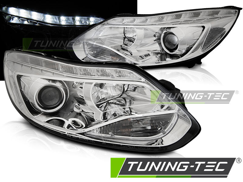 Tuning-Tec LED Tagfahrlicht Scheinwerfer für Ford Focus MK3 3/5 Türer 11-14 chrom