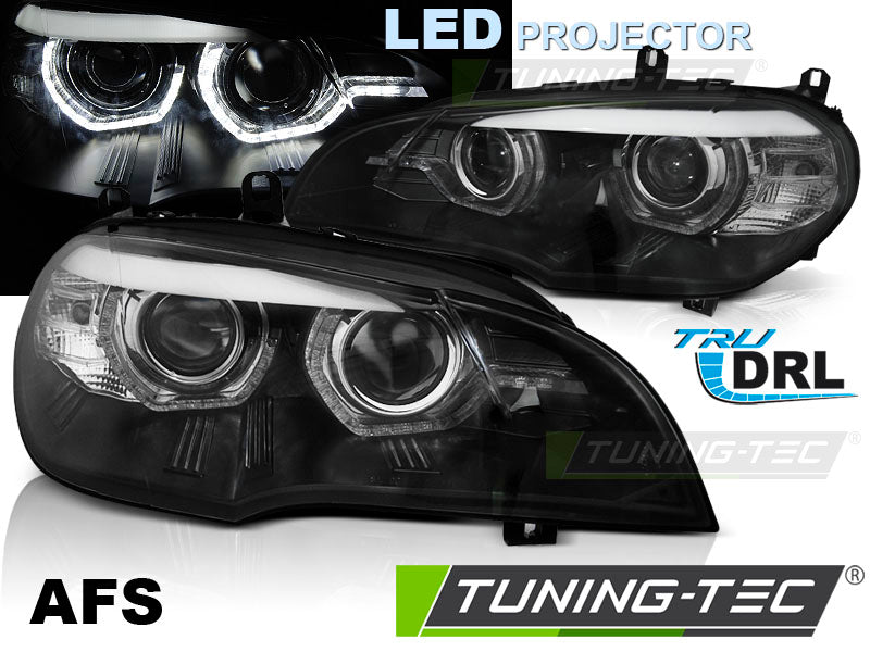 Tuning-Tec Voll LED Angel Eyes Scheinwerfer für BMW X5 E70 07-13 schwarz