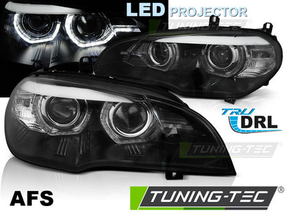 Tuning-Tec Voll LED Angel Eyes Scheinwerfer für BMW X5 E70 07-13 schwarz
