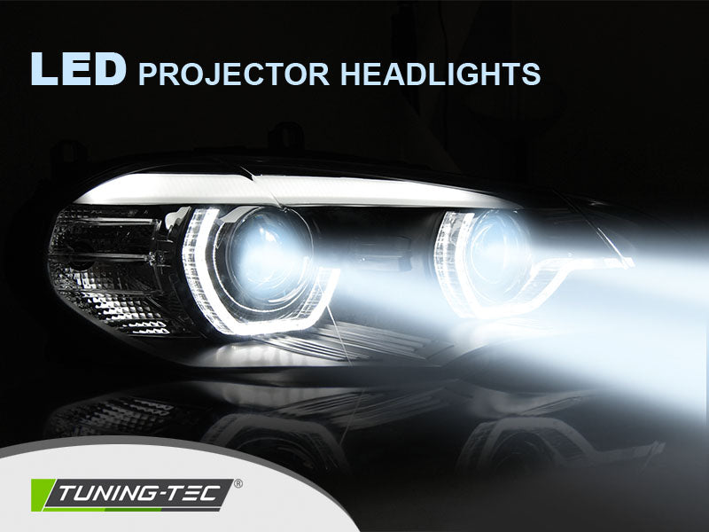 Tuning-Tec Voll LED Angel Eyes Scheinwerfer für BMW X5 E70 07-13 schwarz