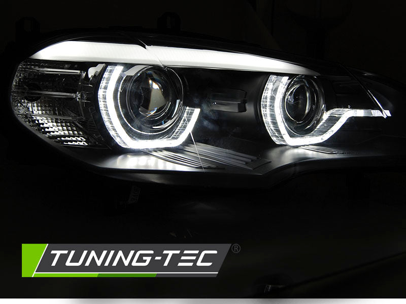 Tuning-Tec Voll LED Angel Eyes Scheinwerfer für BMW X5 E70 07-13 schwarz