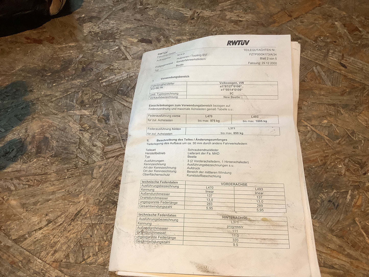 VW New Beetle 9c Tieferlegungsfedern 30mm Original MAD NEU