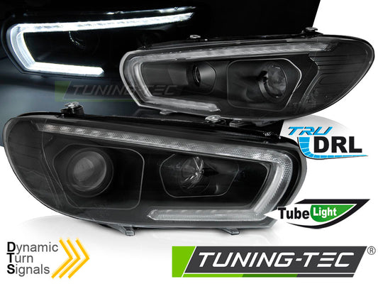 Tuning-Tec LED Tagfahrlicht Scheinwerfer für VW Scirocco III 14-17 schwarz dynamisch