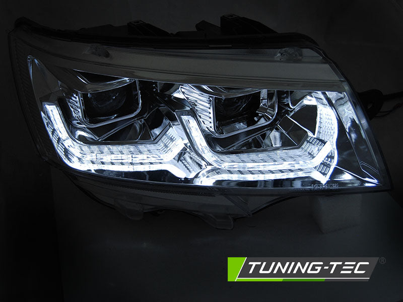 Tuning-Tec LED Tagfahrlicht Scheinwerfer für VW T6.1 chrom ab 2019 mit dynamischerm Blinker