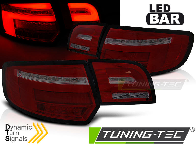 Tuning-Tec Voll LED Lightbar Rückleuchten für Audi A3 8P Sportback 08-12 rot/rauch mit dynamischem Blinker