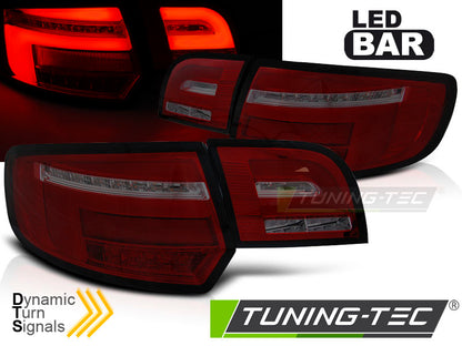 Tuning-Tec Voll LED Lightbar Rückleuchten für Audi A3 8P Sportback 08-12 rot/rauch mit dynamischem Blinker