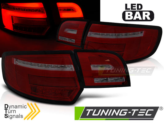 Tuning-Tec Voll LED Lightbar Rückleuchten für Audi A3 8P Sportback 08-12 rot/rauch mit dynamischem Blinker