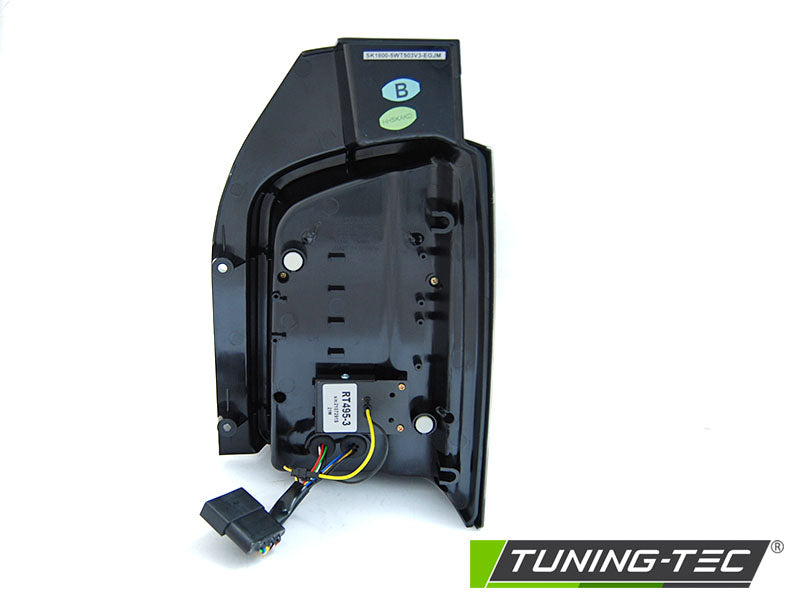 Tuning-Tec Voll LED Lightbar Rückleuchten für VW T5 03-09 chrom/rauch mit dynamischem Blinker (Flügeltürer/Heckklappe)