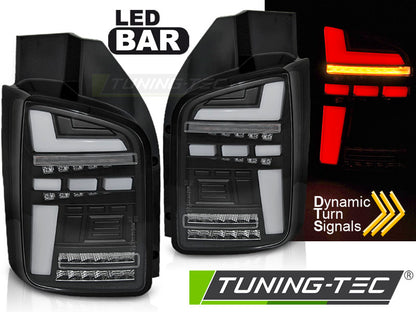 Tuning-Tec Voll LED Lightbar Rückleuchten für VW T5 Facelift (GP) 10-15 schwarz/klar mit dynamischem Blinker