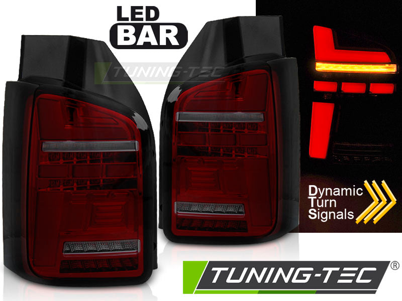 Tuning-Tec Voll LED Lightbar Rückleuchten für VW T6 15-19 rot/rauch mit dynamischem Blinker
