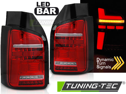 Tuning-Tec Voll LED Lightbar Rückleuchten für VW T6.1 20+ rot/klar mit dynamischem Blinker