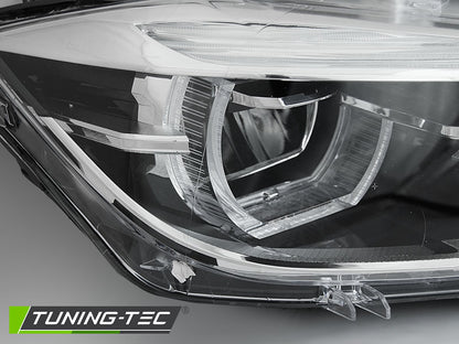 Tuning-Tec Voll LED Tagfahrlicht Angel Eyes Scheinwerfer für BMW 3er F30/F31 11-15 schwarz / chrom