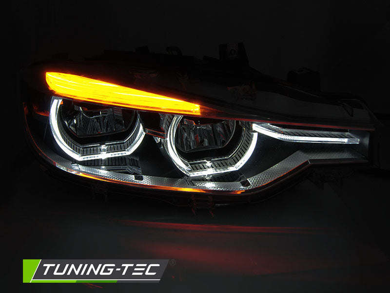 Tuning-Tec Voll LED Tagfahrlicht Angel Eyes Scheinwerfer für BMW 3er F30/F31 11-15 schwarz / chrom