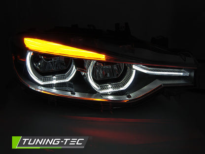 Tuning-Tec Voll LED Tagfahrlicht Angel Eyes Scheinwerfer für BMW 3er F30/F31 11-15 schwarz / chrom