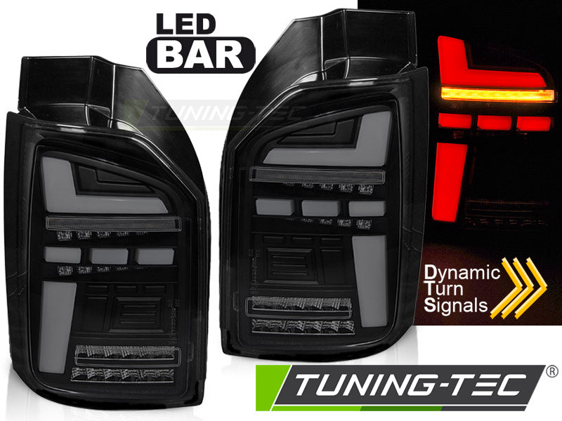 Tuning-Tec Voll LED Lightbar Rückleuchten für VW T6 15-19 schwarz/rauch mit dynamischen Blinker (für Heckklappe)