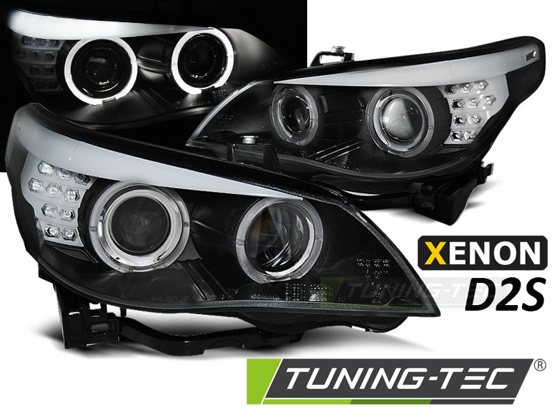 Tuning-Tec Xenon D2S Angel Eyes Scheinwerfer für BMW 5er E60/E61 03-05 schwarz