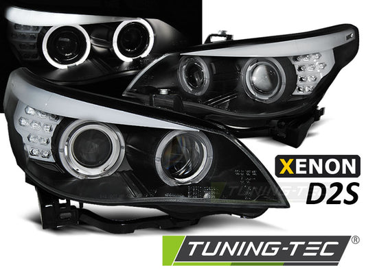 Tuning-Tec Xenon D2S Angel Eyes Scheinwerfer für BMW 5er E60/E61 03-05 schwarz