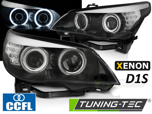 Tuning-Tec Xenon D1S CCFL Angel Eyes Scheinwerfer für BMW 5er E60/E61 05-07 schwarz