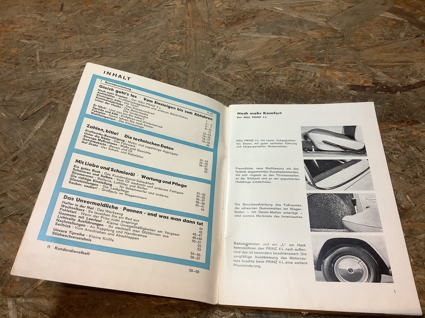 NSU Prinz 4 Betriebsanleitung und Kundendienstheft