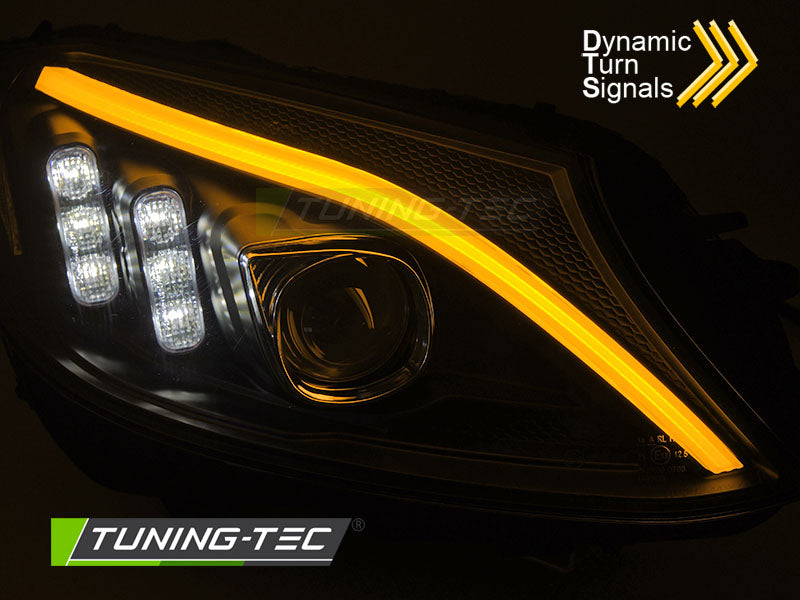 Tuning-Tec LED Tagfahrlicht Scheinwerfer für Mercedes Benz C-Klasse W205 14-18 schwarz mit dyn. Blinker