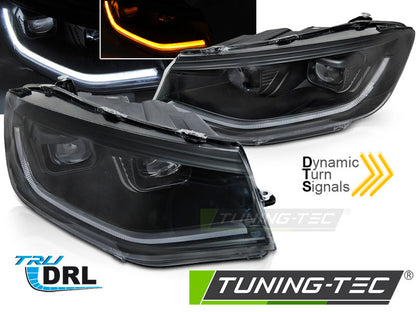 Tuning-Tec Voll LED Tagfahrlicht Scheinwerfer Set für VW Caddy V/5 (SB) 20+ schwarz mit dyn. Blinker