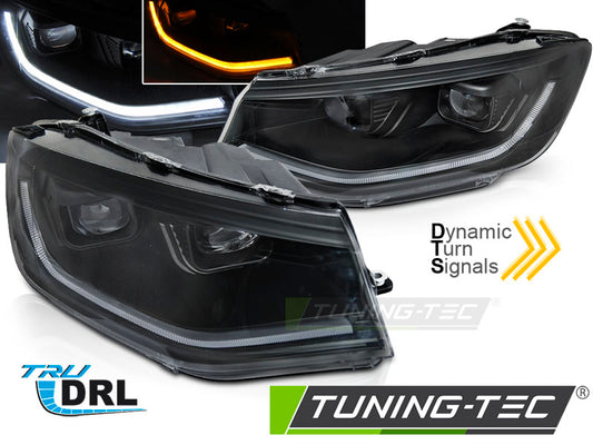Tuning-Tec Voll LED Tagfahrlicht Scheinwerfer Set für VW Caddy V/5 (SB) 20+ schwarz mit dyn. Blinker