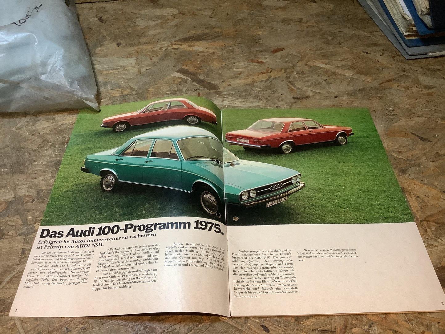 Werbeprospekt Audi 100L, 100LS, 100GL aus dem Jahr 1975