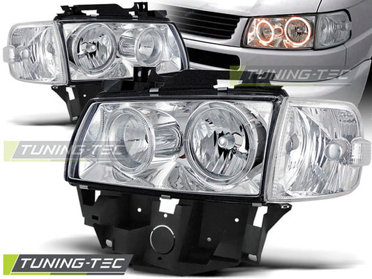 Tuning-Tec Angel Eyes Scheinwerfer für VW T4 Bus 96-03 (langer Vorderwagen) chrom