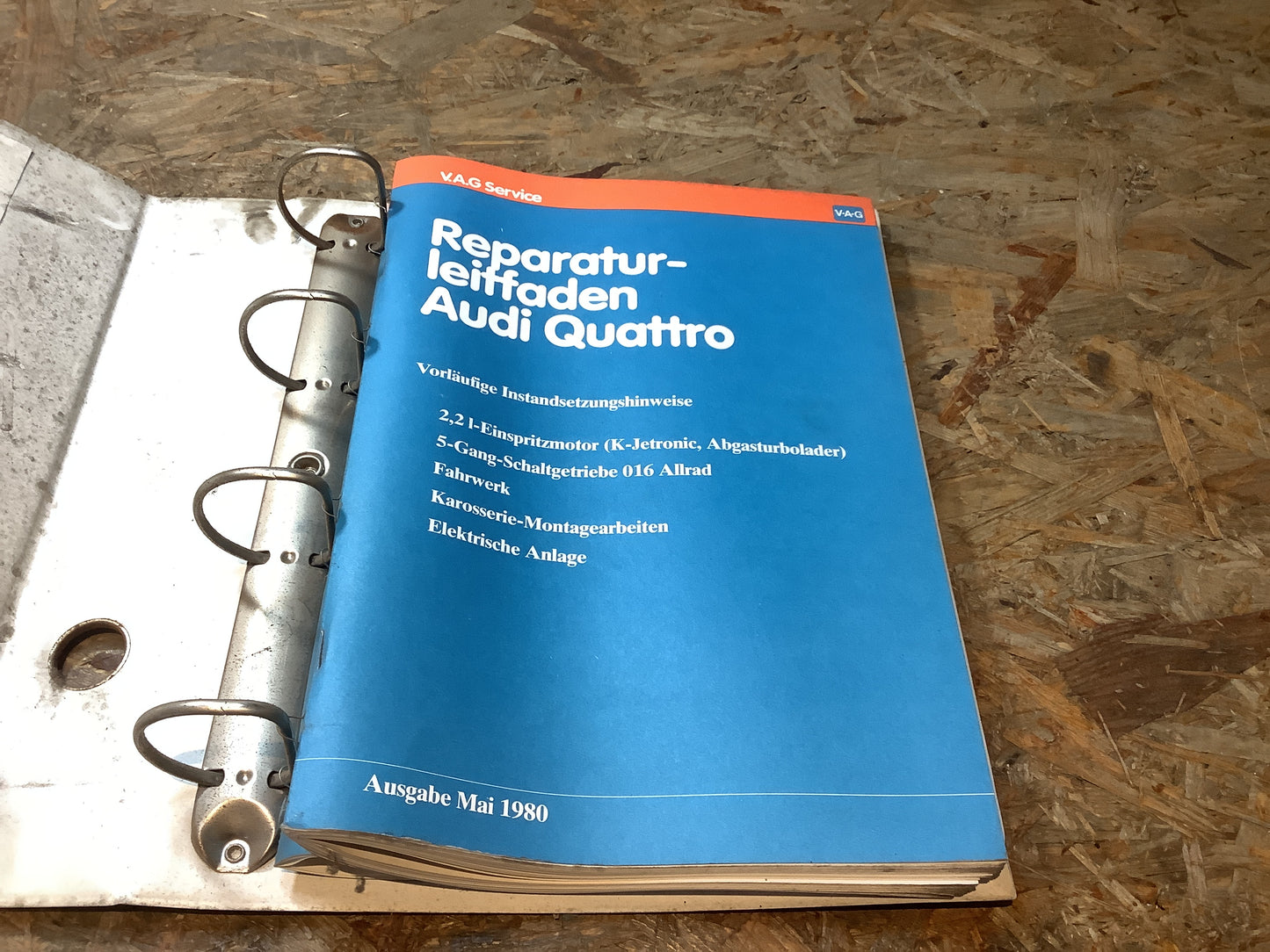 V.A.G Reperaturleitfaden Audi Quattro Vorläufige Instandsetzungshinweise & Stromlaufpläne Ausgabe Mai 1980