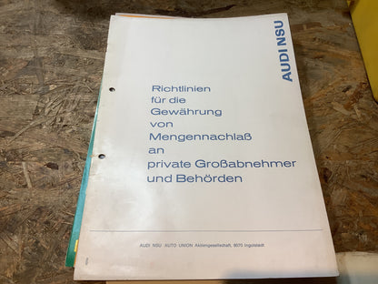 NSU Werbeprospekte Audi/NSU Konvolut