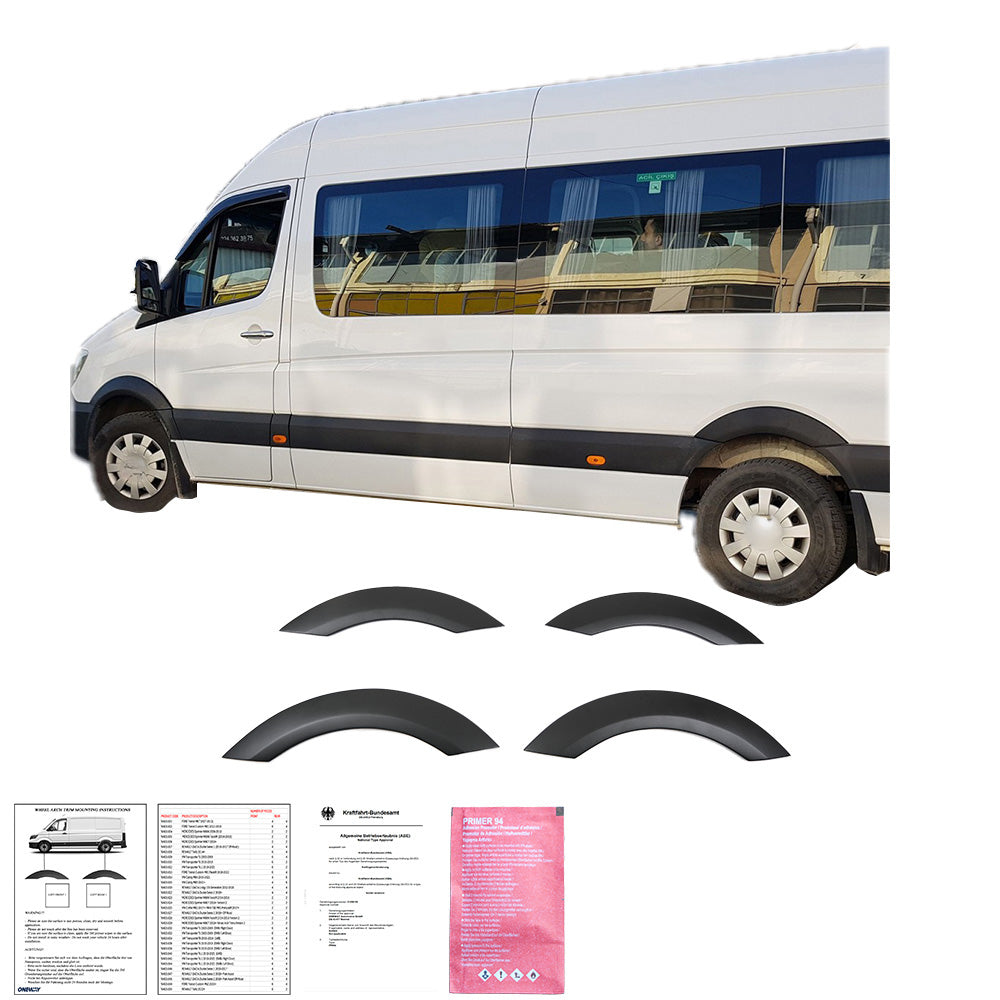 Radhausverkleidungen passend für MERCEDES Sprinter W906 2006-2013 mit ABE TÜV Matt Schwarz