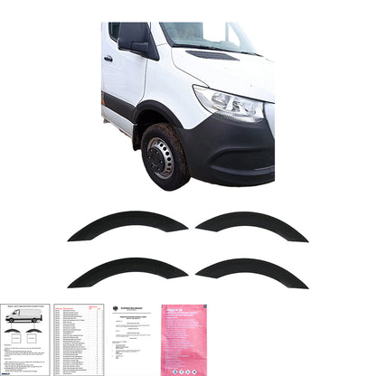 Radhausverkleidungen passend für MERCEDES Sprinter W907 2018+ mit ABE TÜV Matt Schwarz