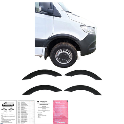 Radhausverkleidungen passend für MERCEDES Sprinter W907 2018+ mit ABE TÜV Matt Schwarz