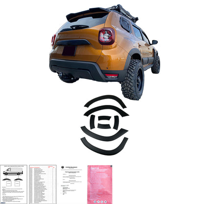 Radlaufverkleidungen passend für Dacia Duster Serie 2 2018+ mit ABE TÜV Matt Schwarz