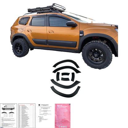 Radlaufverkleidungen passend für Dacia Duster Serie 2 2018+ mit ABE TÜV Matt Schwarz