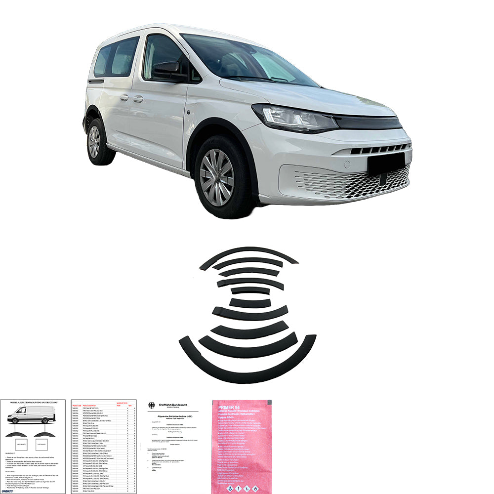 Radlaufverkleidungen passend für VW Caddy MK5 2021+ mit ABE TÜV Matt Schwarz