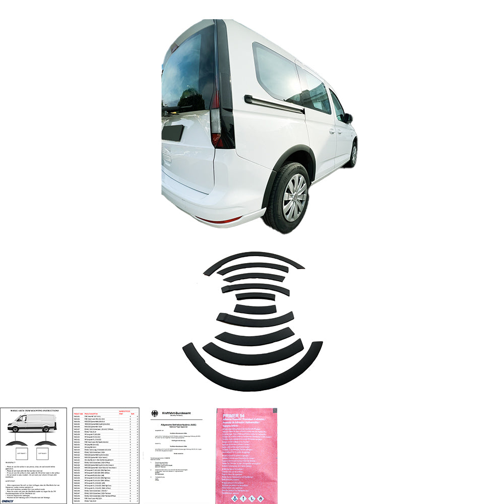 Radlaufverkleidungen passend für VW Caddy MK5 2021+ mit ABE TÜV Matt Schwarz