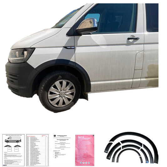 Radlaufverkleidungen passend für VW Transporter T6 2015-2019 (LWB) mit ABE TÜV Matt Schwarz
