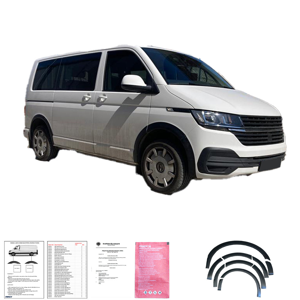 Radlaufverkleidungen passend für VW Transporter T6.1 2019-2021 (Kurze Radstand / Linke Tür) mit ABE TÜV Matt Schwarz